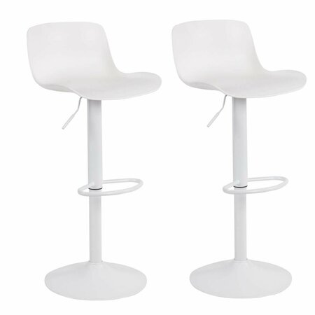 COMFORTCORRECT Adjustable Height Solid Color Monochromatic Bar Stool Set - White CO2774007